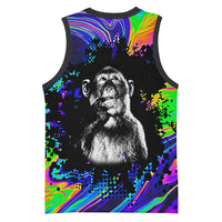 Funny Psychedelic Monkey Thinker Basketball Jersey Trippy Curiosity Vibes