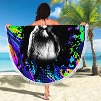 Funny Psychedelic Monkey Thinker Beach Blanket Trippy Curiosity Vibes