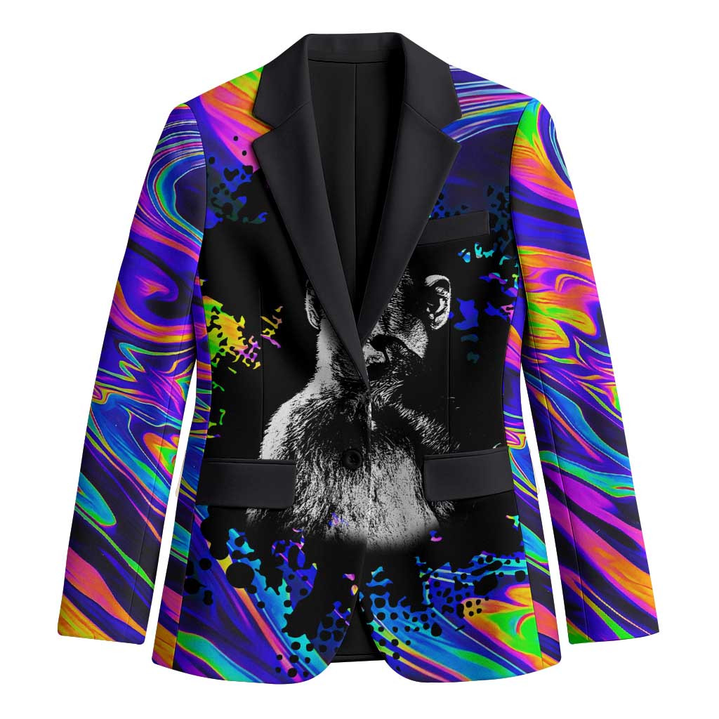 Funny Psychedelic Monkey Thinker Blazer Trippy Curiosity Vibes