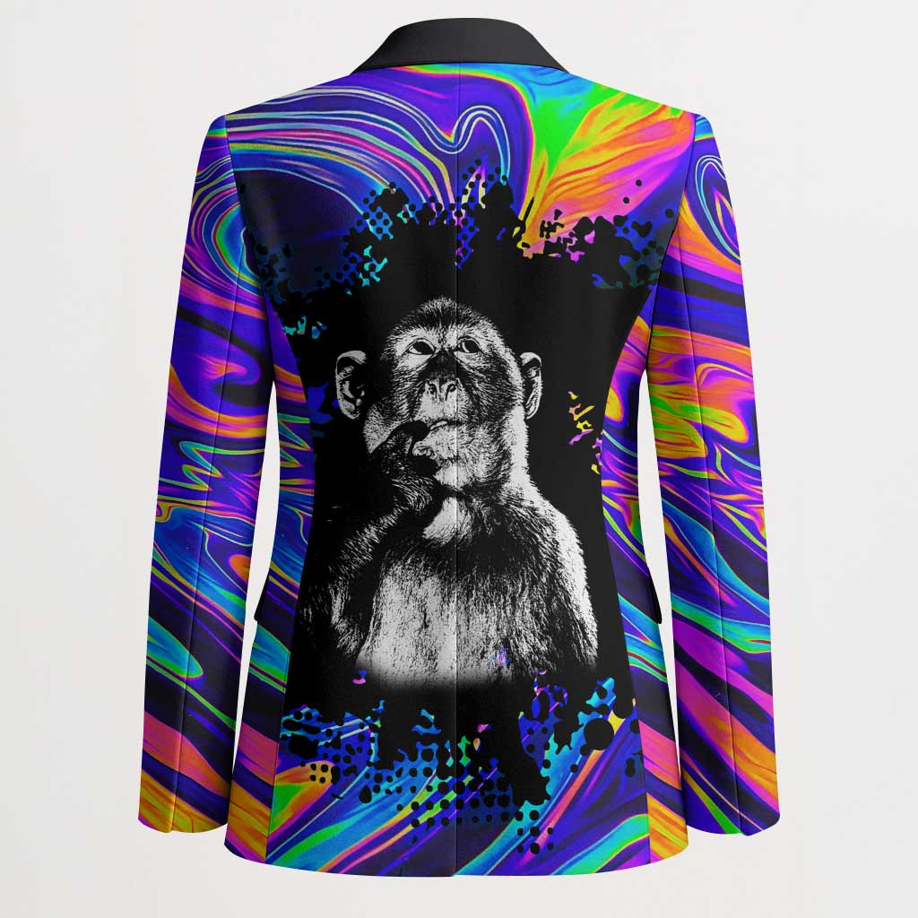 Funny Psychedelic Monkey Thinker Blazer Trippy Curiosity Vibes