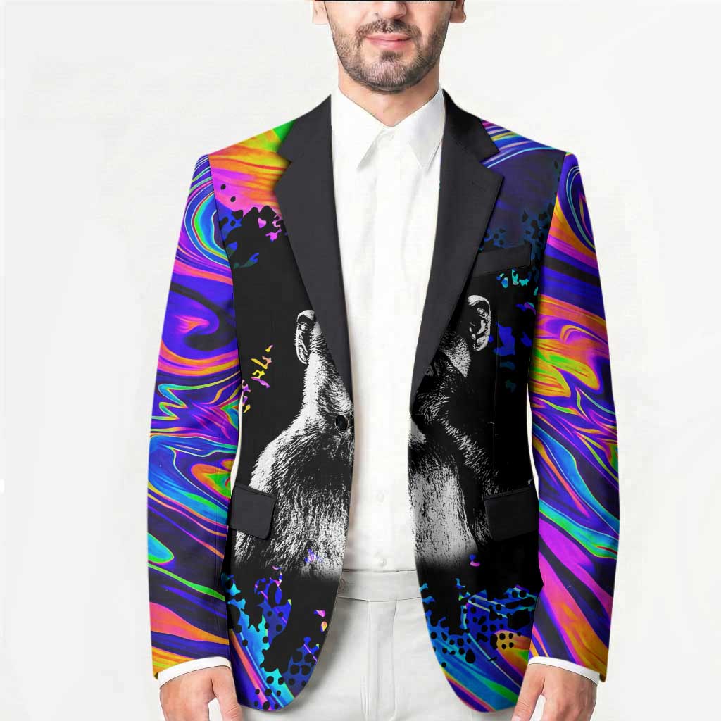Funny Psychedelic Monkey Thinker Blazer Trippy Curiosity Vibes