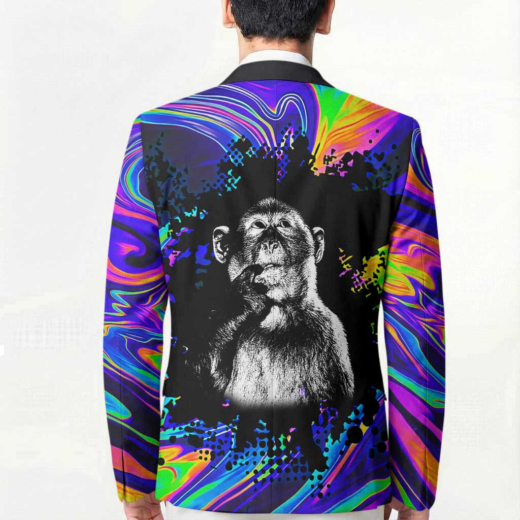 Funny Psychedelic Monkey Thinker Blazer Trippy Curiosity Vibes