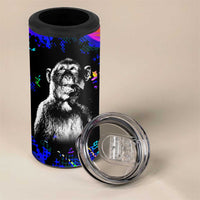 Funny Psychedelic Monkey Thinker 4 in 1 Can Cooler Tumbler Trippy Curiosity Vibes