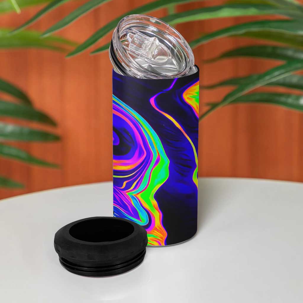 Funny Psychedelic Monkey Thinker 4 in 1 Can Cooler Tumbler Trippy Curiosity Vibes
