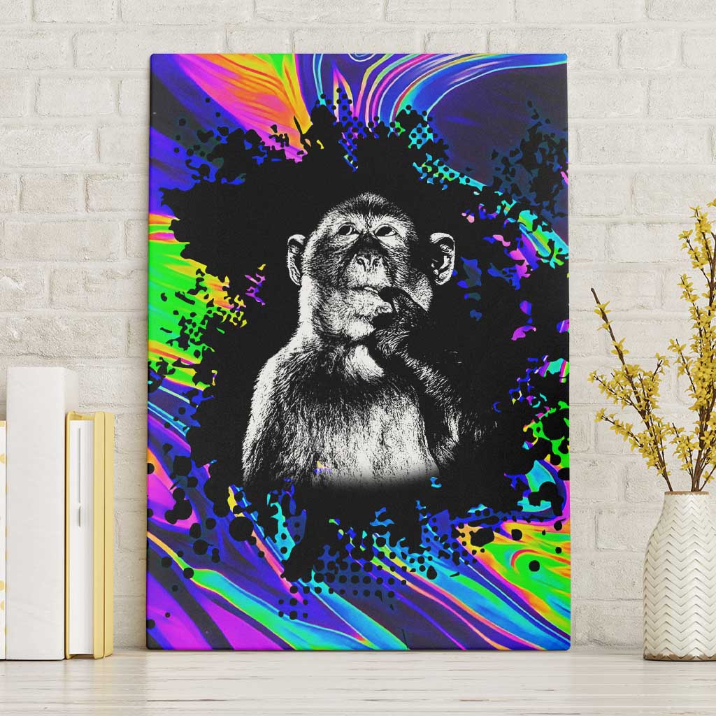 Funny Psychedelic Monkey Thinker Canvas Wall Art Trippy Curiosity Vibes
