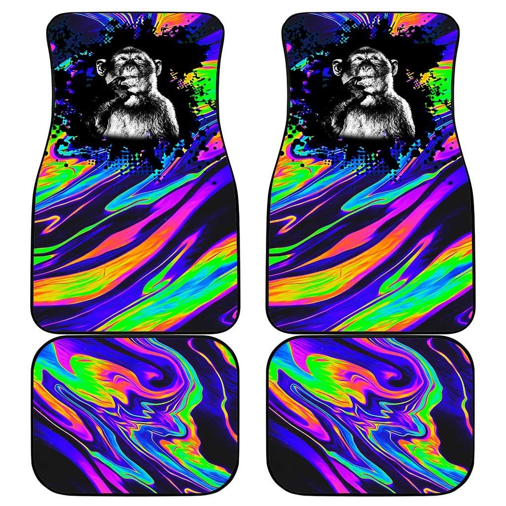 Funny Psychedelic Monkey Thinker Car Mats Trippy Curiosity Vibes