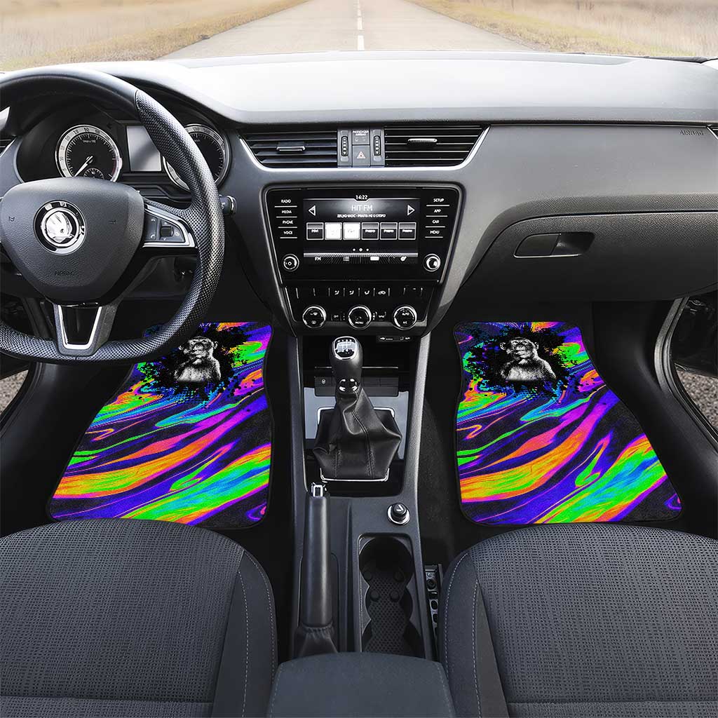Funny Psychedelic Monkey Thinker Car Mats Trippy Curiosity Vibes
