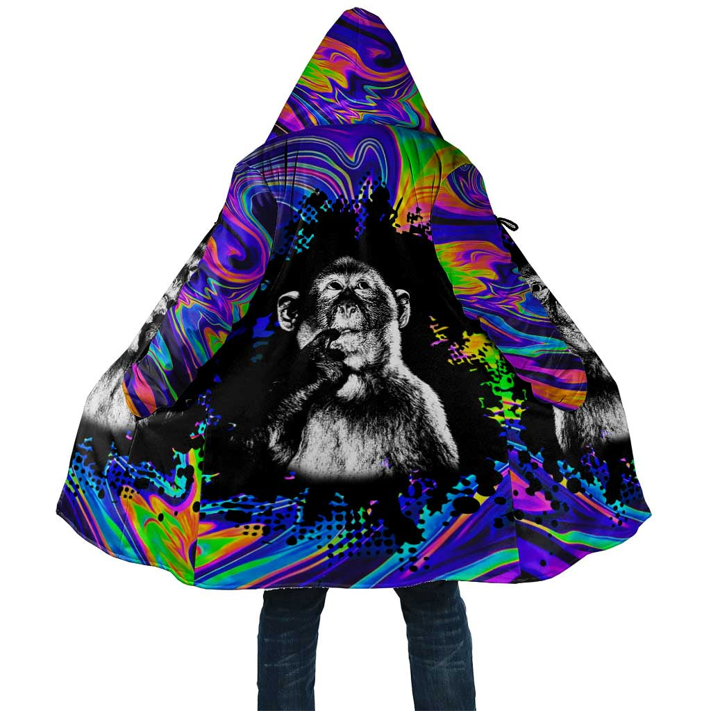 Funny Psychedelic Monkey Thinker Cloak Trippy Curiosity Vibes