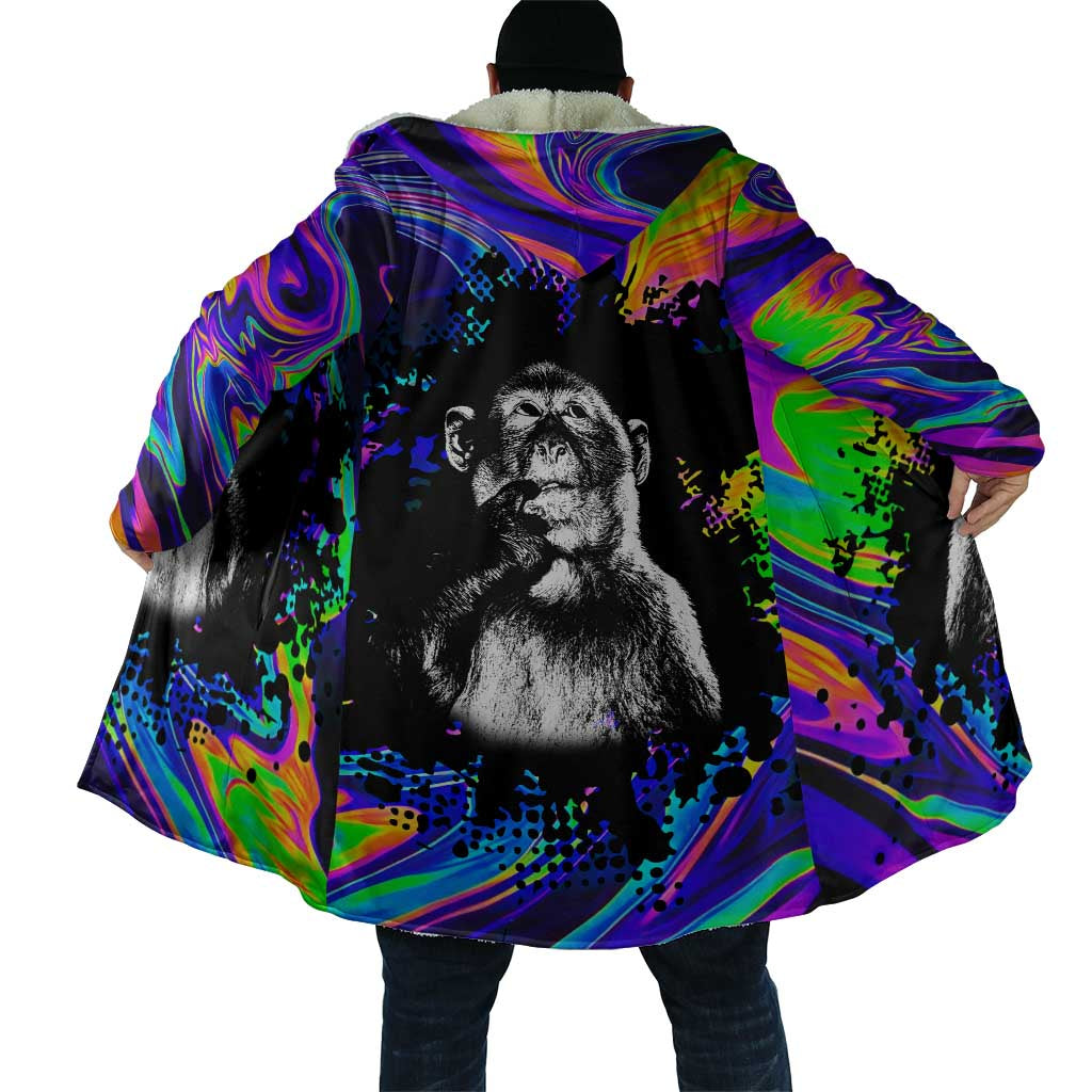 Funny Psychedelic Monkey Thinker Cloak Trippy Curiosity Vibes
