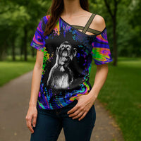 Funny Psychedelic Monkey Thinker Cross Shoulder Shirt Trippy Curiosity Vibes