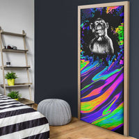Funny Psychedelic Monkey Thinker Door Cover Trippy Curiosity Vibes