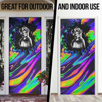Funny Psychedelic Monkey Thinker Door Cover Trippy Curiosity Vibes