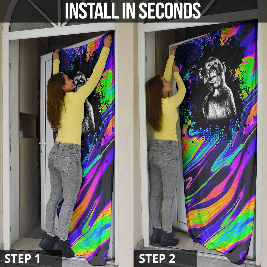 Funny Psychedelic Monkey Thinker Door Cover Trippy Curiosity Vibes