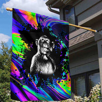 Funny Psychedelic Monkey Thinker Garden Flag Trippy Curiosity Vibes