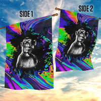 Funny Psychedelic Monkey Thinker Garden Flag Trippy Curiosity Vibes