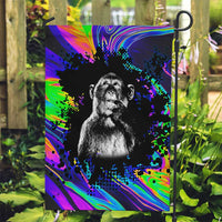 Funny Psychedelic Monkey Thinker Garden Flag Trippy Curiosity Vibes