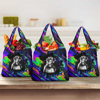 Funny Psychedelic Monkey Thinker Grocery Bag Trippy Curiosity Vibes