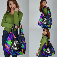 Funny Psychedelic Monkey Thinker Grocery Bag Trippy Curiosity Vibes