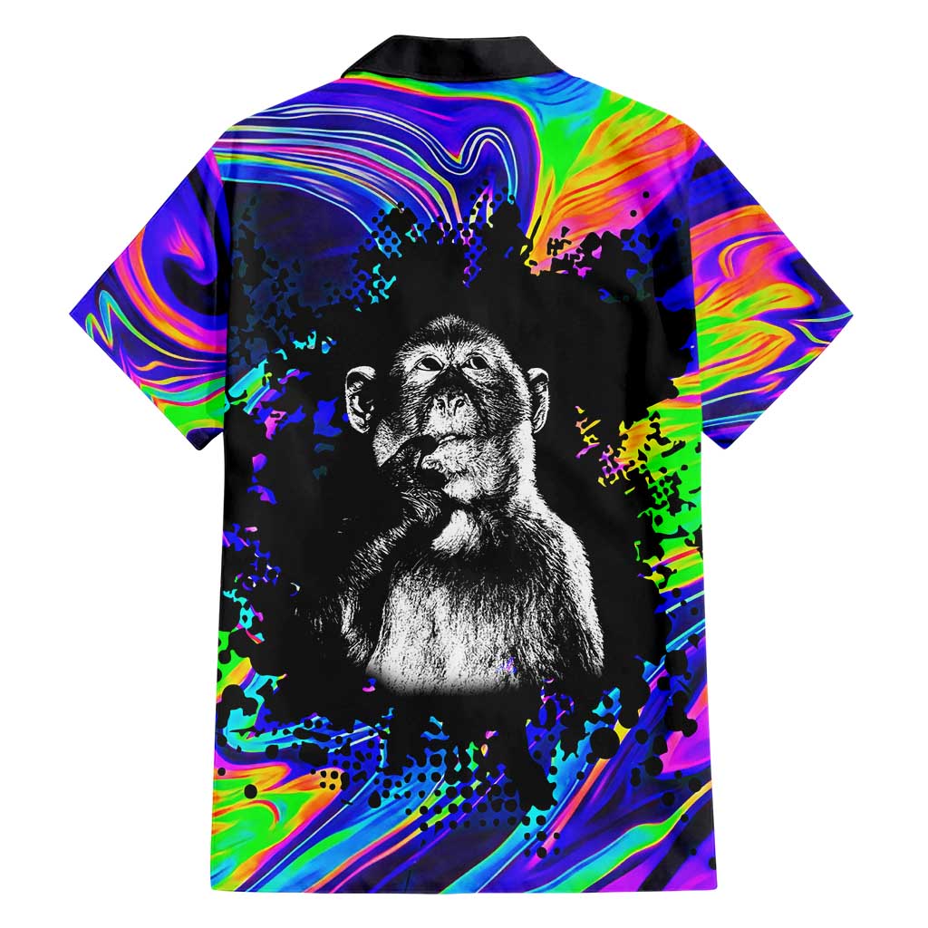 Funny Psychedelic Monkey Thinker Hawaiian Shirt Trippy Curiosity Vibes