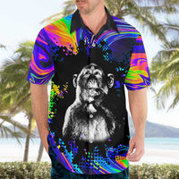 Funny Psychedelic Monkey Thinker Hawaiian Shirt Trippy Curiosity Vibes