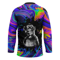 Funny Psychedelic Monkey Thinker Hockey Jersey Trippy Curiosity Vibes