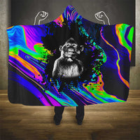 Funny Psychedelic Monkey Thinker Hooded Blanket Trippy Curiosity Vibes