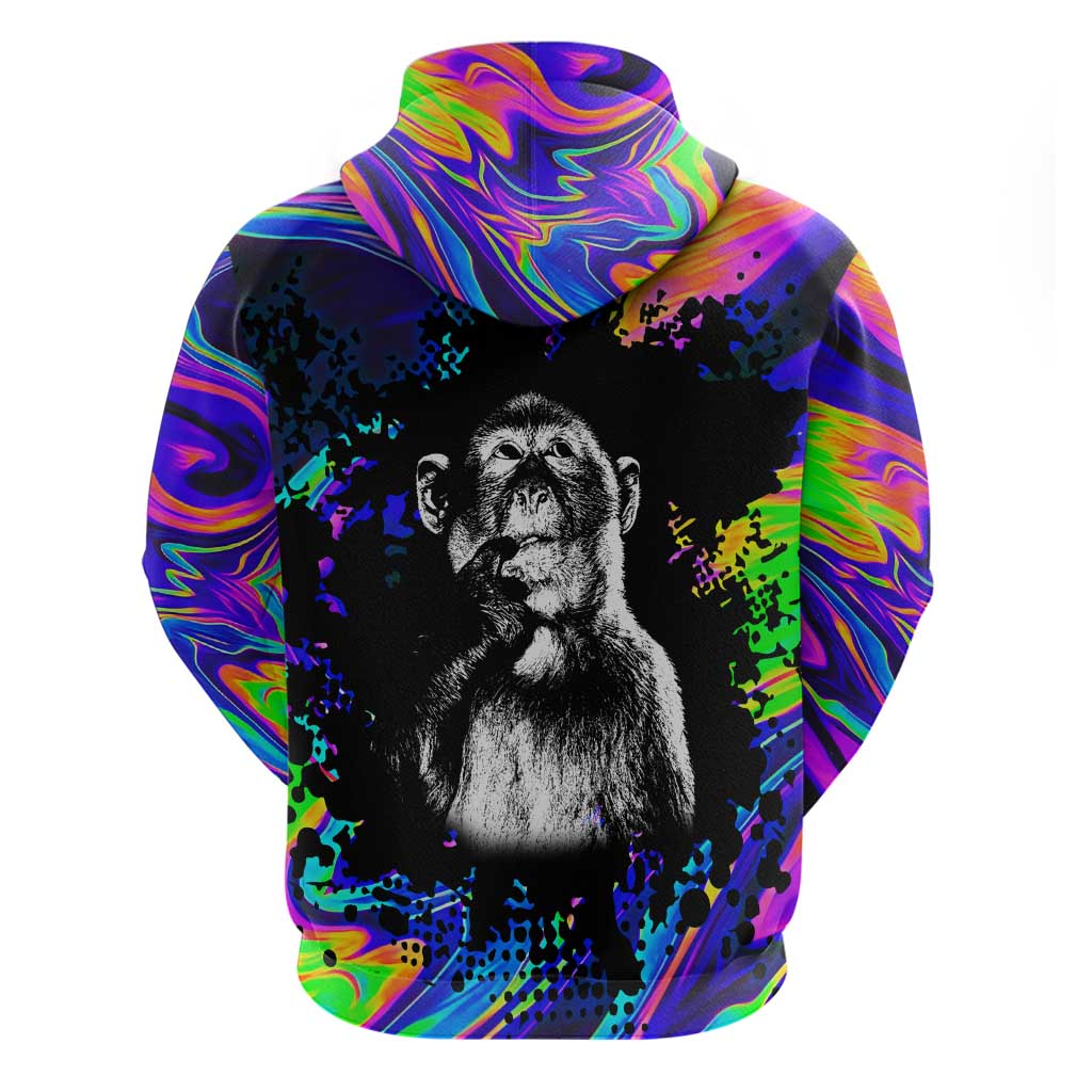 Funny Psychedelic Monkey Thinker Hoodie Trippy Curiosity Vibes