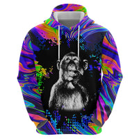 Funny Psychedelic Monkey Thinker Hoodie Trippy Curiosity Vibes