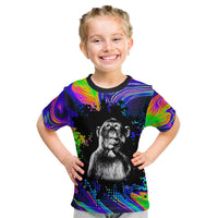 Funny Psychedelic Monkey Thinker Kid T Shirt Trippy Curiosity Vibes