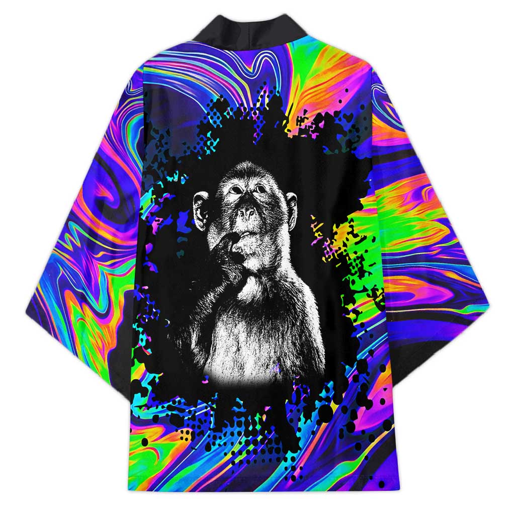 Funny Psychedelic Monkey Thinker Kimono Trippy Curiosity Vibes