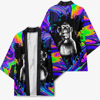 Funny Psychedelic Monkey Thinker Kimono Trippy Curiosity Vibes