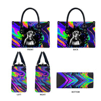 Funny Psychedelic Monkey Thinker Leather Bag Trippy Curiosity Vibes