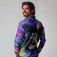 Funny Psychedelic Monkey Thinker Long Sleeve Polo Shirt Trippy Curiosity Vibes