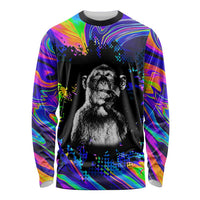 Funny Psychedelic Monkey Thinker Long Sleeve Shirt Trippy Curiosity Vibes