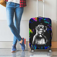 Funny Psychedelic Monkey Thinker Luggage Cover Trippy Curiosity Vibes