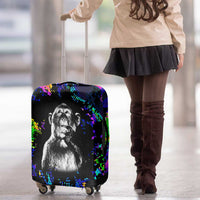 Funny Psychedelic Monkey Thinker Luggage Cover Trippy Curiosity Vibes