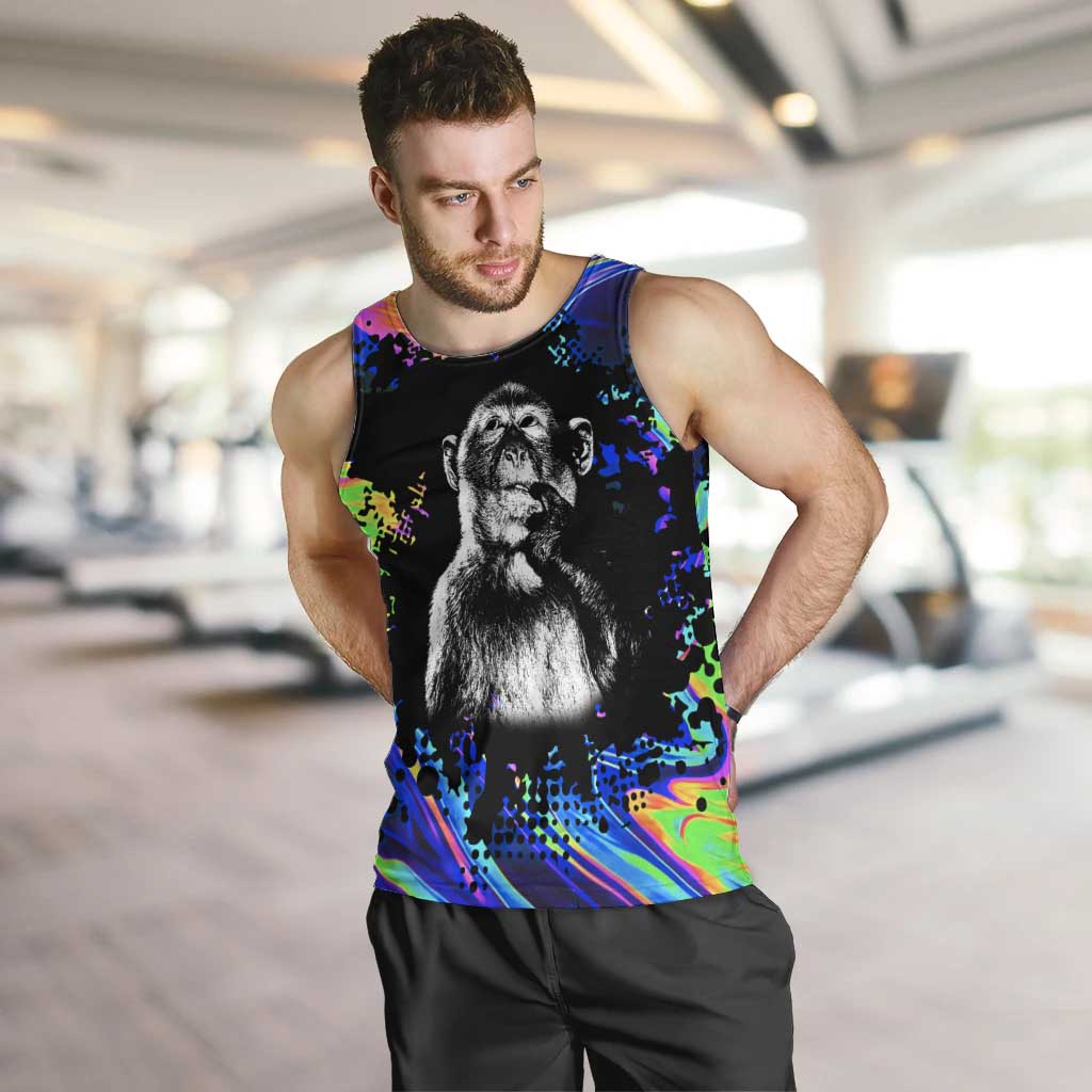 Funny Psychedelic Monkey Thinker Men Tank Top Trippy Curiosity Vibes