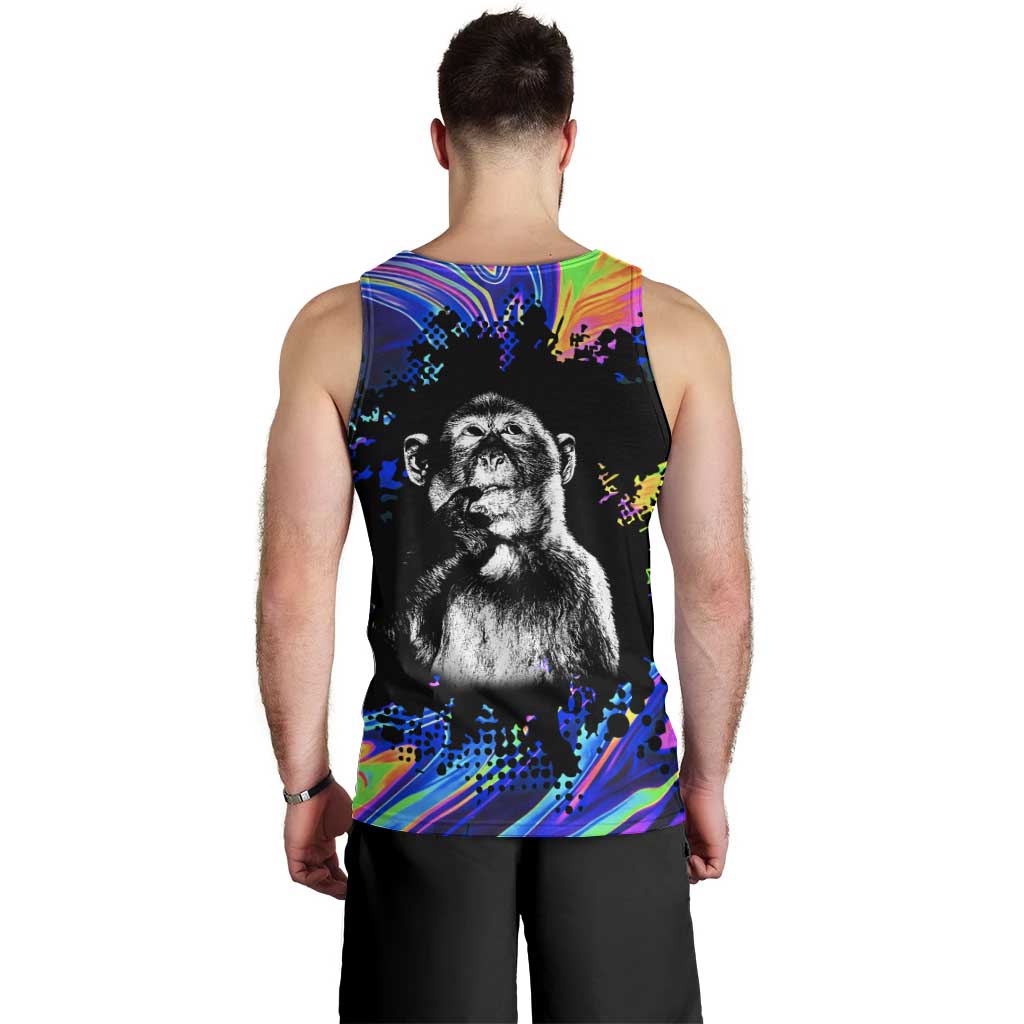 Funny Psychedelic Monkey Thinker Men Tank Top Trippy Curiosity Vibes