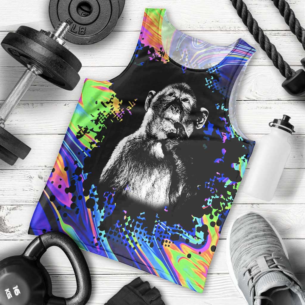 Funny Psychedelic Monkey Thinker Men Tank Top Trippy Curiosity Vibes