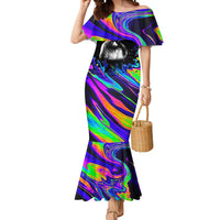 Funny Psychedelic Monkey Thinker Mermaid Dress Trippy Curiosity Vibes