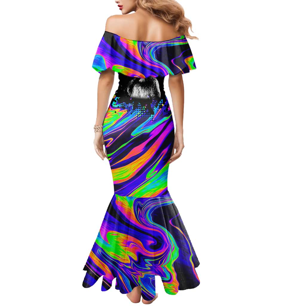 Funny Psychedelic Monkey Thinker Mermaid Dress Trippy Curiosity Vibes