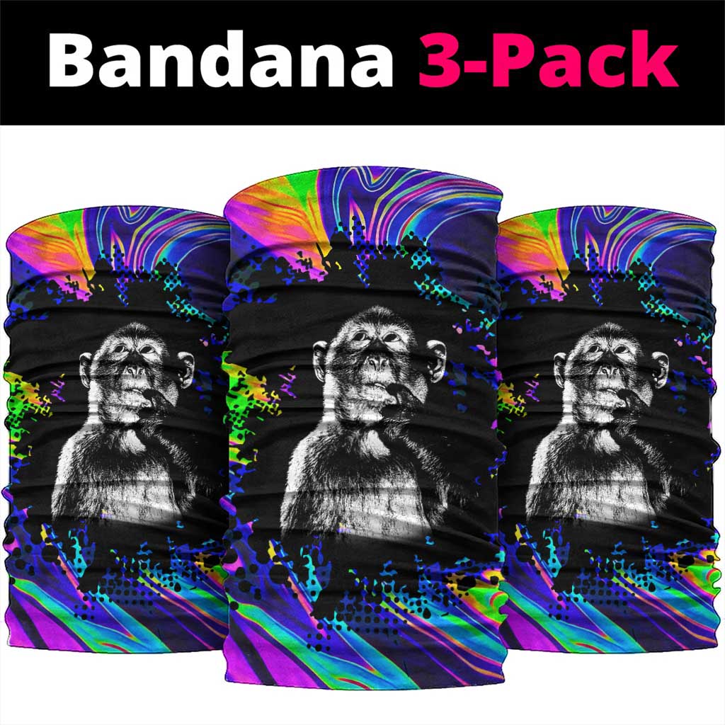 Funny Psychedelic Monkey Thinker Neck Gaiter Trippy Curiosity Vibes