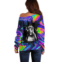 Funny Psychedelic Monkey Thinker Off Shoulder Sweater Trippy Curiosity Vibes