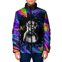 Funny Psychedelic Monkey Thinker Padded Jacket Trippy Curiosity Vibes