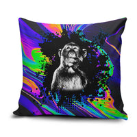 Funny Psychedelic Monkey Thinker Pillow Cover Trippy Curiosity Vibes