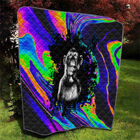 Funny Psychedelic Monkey Thinker Quilt Trippy Curiosity Vibes
