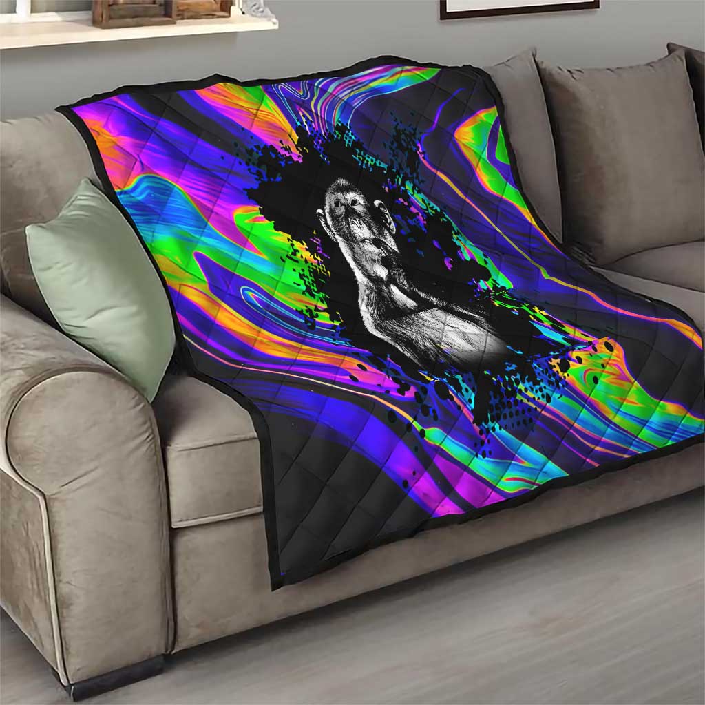 Funny Psychedelic Monkey Thinker Quilt Trippy Curiosity Vibes