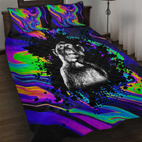 Funny Psychedelic Monkey Thinker Quilt Bed Set Trippy Curiosity Vibes