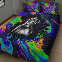 Funny Psychedelic Monkey Thinker Quilt Bed Set Trippy Curiosity Vibes