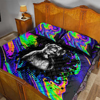 Funny Psychedelic Monkey Thinker Quilt Bed Set Trippy Curiosity Vibes